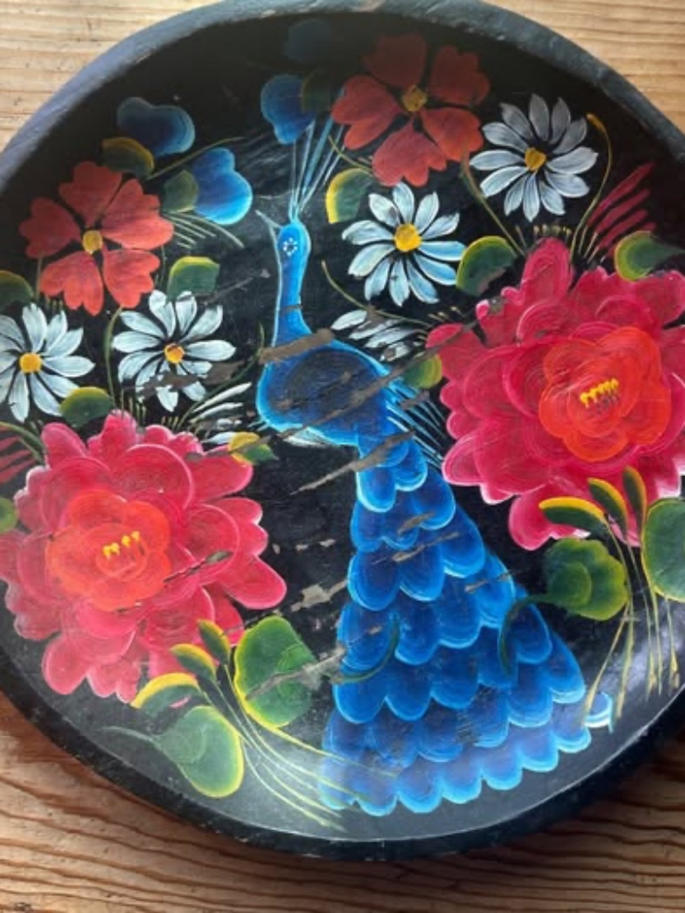 Vintage Mexican Folk Art "Batea" Plate